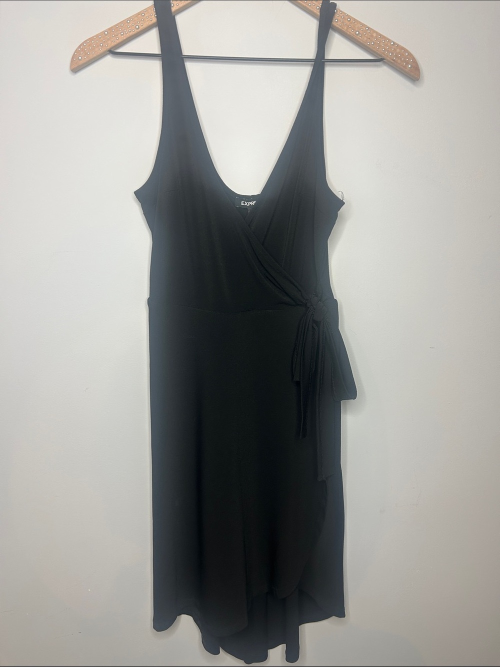 Express Black Asymmetrical Wrap Dress